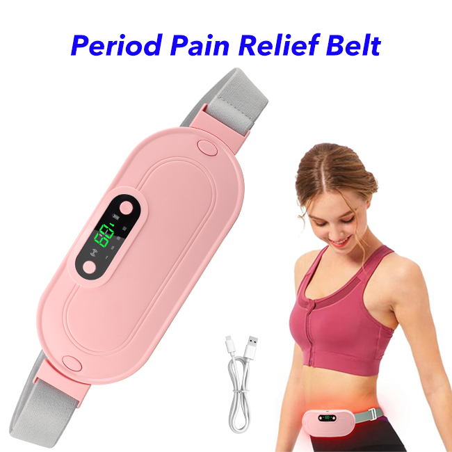 Smart Portable Menstrual Cramp Period Pain Relief Heating Massage Belt for Women (Pink)