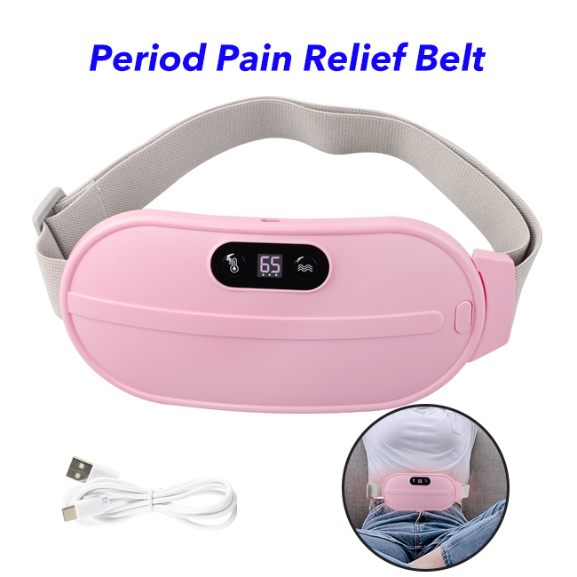 6 Heat Levels and 6 Massage Modes Cordless Period Cramp Comfort Heating Pad and Massager(Pink)