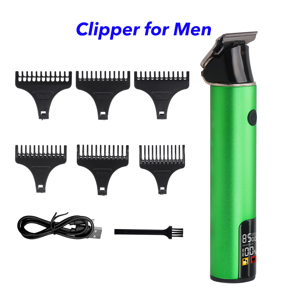 Professional Barber Electric Cordless Rechargeable Hair Clipper and Trimmer for Men(Green)