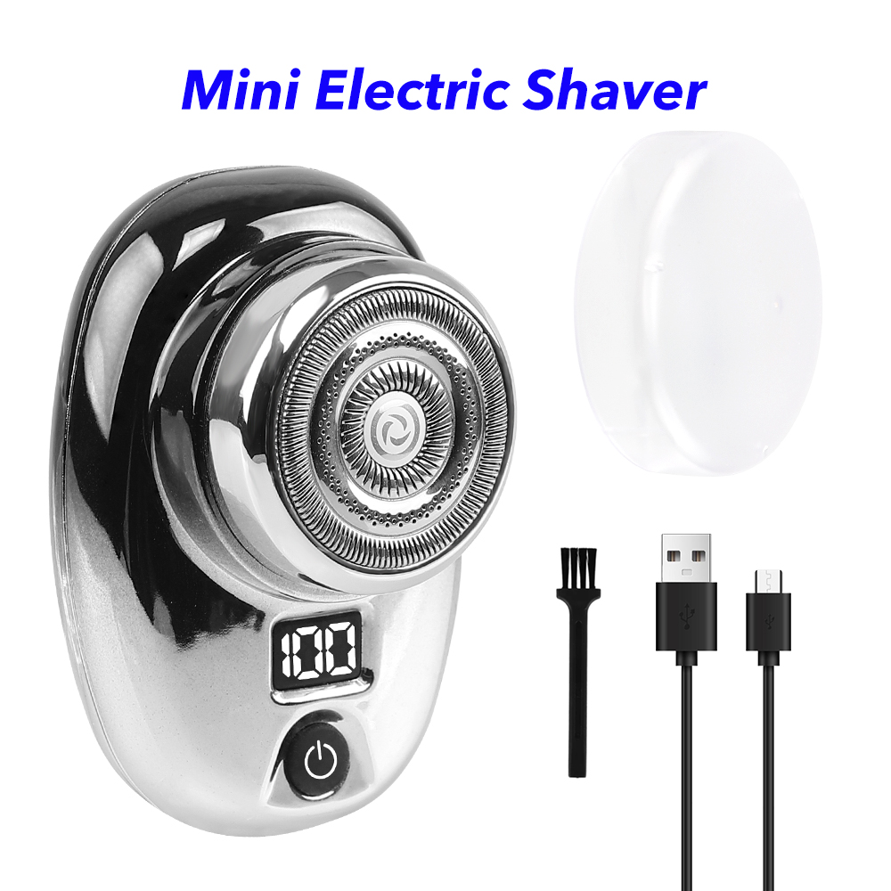 New Upgrade Pocket Size USB Rechargeable Men Razor Painless Mini Portable Electric Shaver for Men (Silver Black)