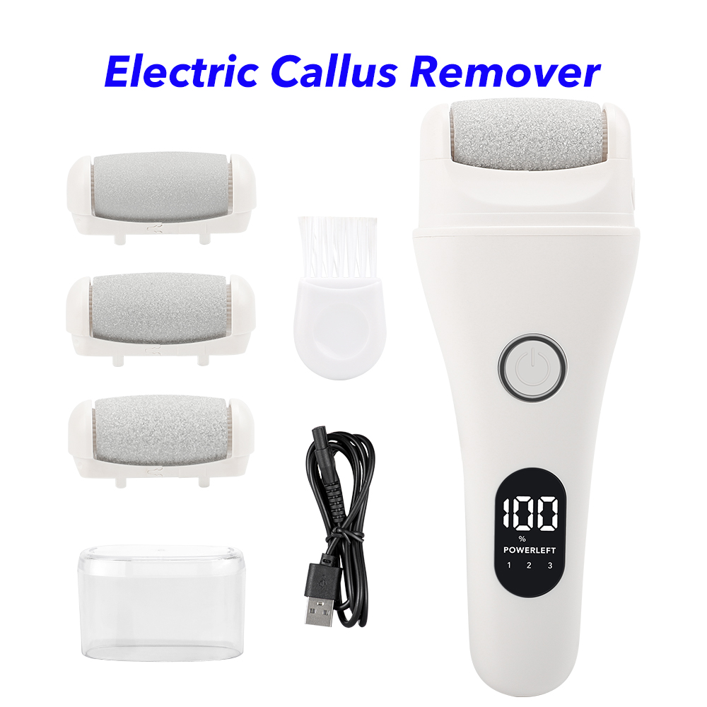 New Design Foot Care Pedicure Tools Professional Electric Callus Trimmer USB Charging Replacement Callus Remover Set (white)