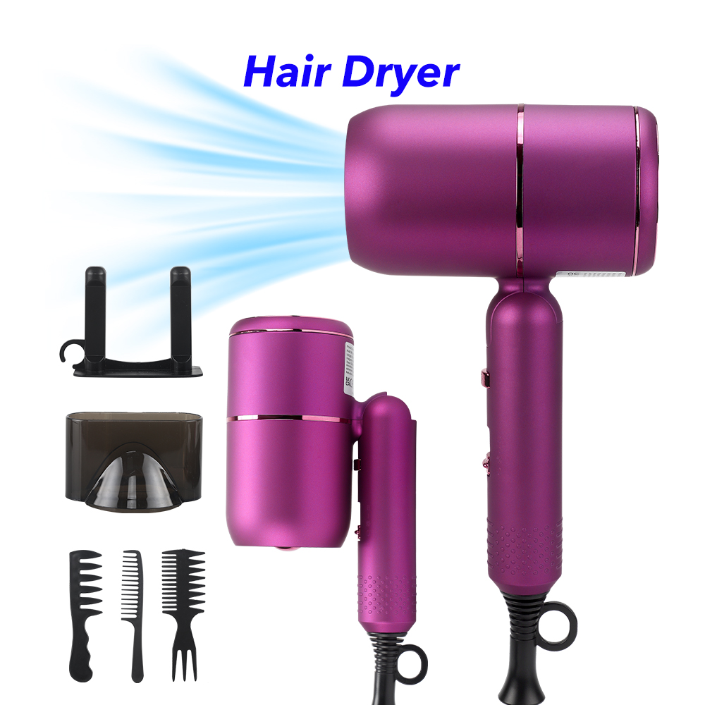 Foldable Hot Hair Dryer Lightweight New Hair Dryer Professional Hair Blow Dryer(Purple)