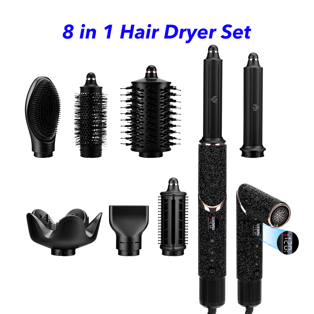 New Launch 8 in 1 Hair Styler Professional Hair Dryer 110000rpm High Speed Blow Dryer Brush Ionic Multi Styler(Diamond)