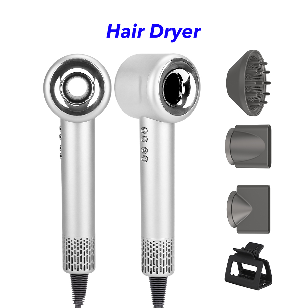 Powerful Fast Drying 110000rpm Ionic Hair Dryer Blow Dryer Fast Dry Low Noise Blow Dryer(Silver)