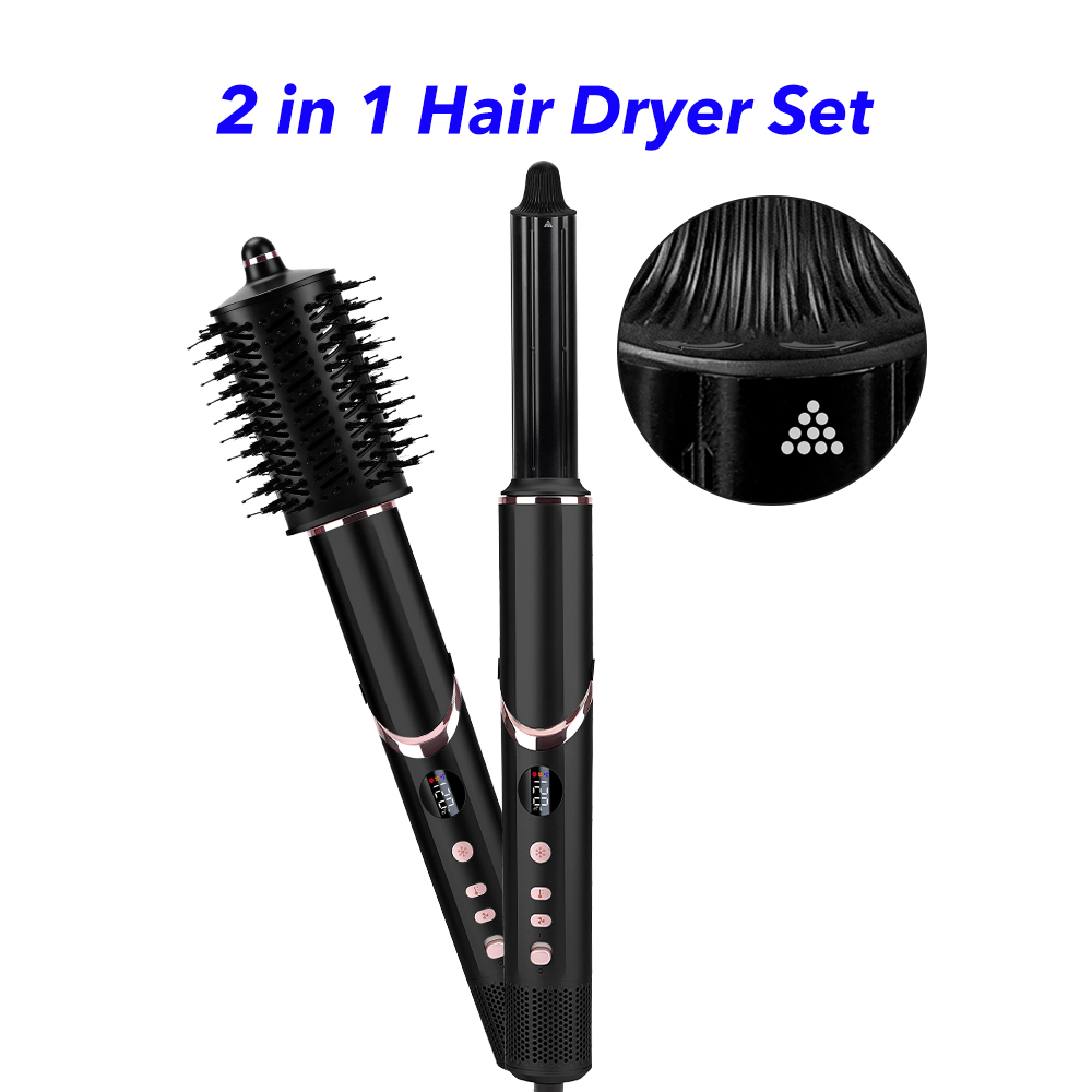 New Launch 2 in 1 Hair Styler Professional Hair Dryer 110000rpm High Speed Blow Dryer Brush Ionic Multi Styler(Black)