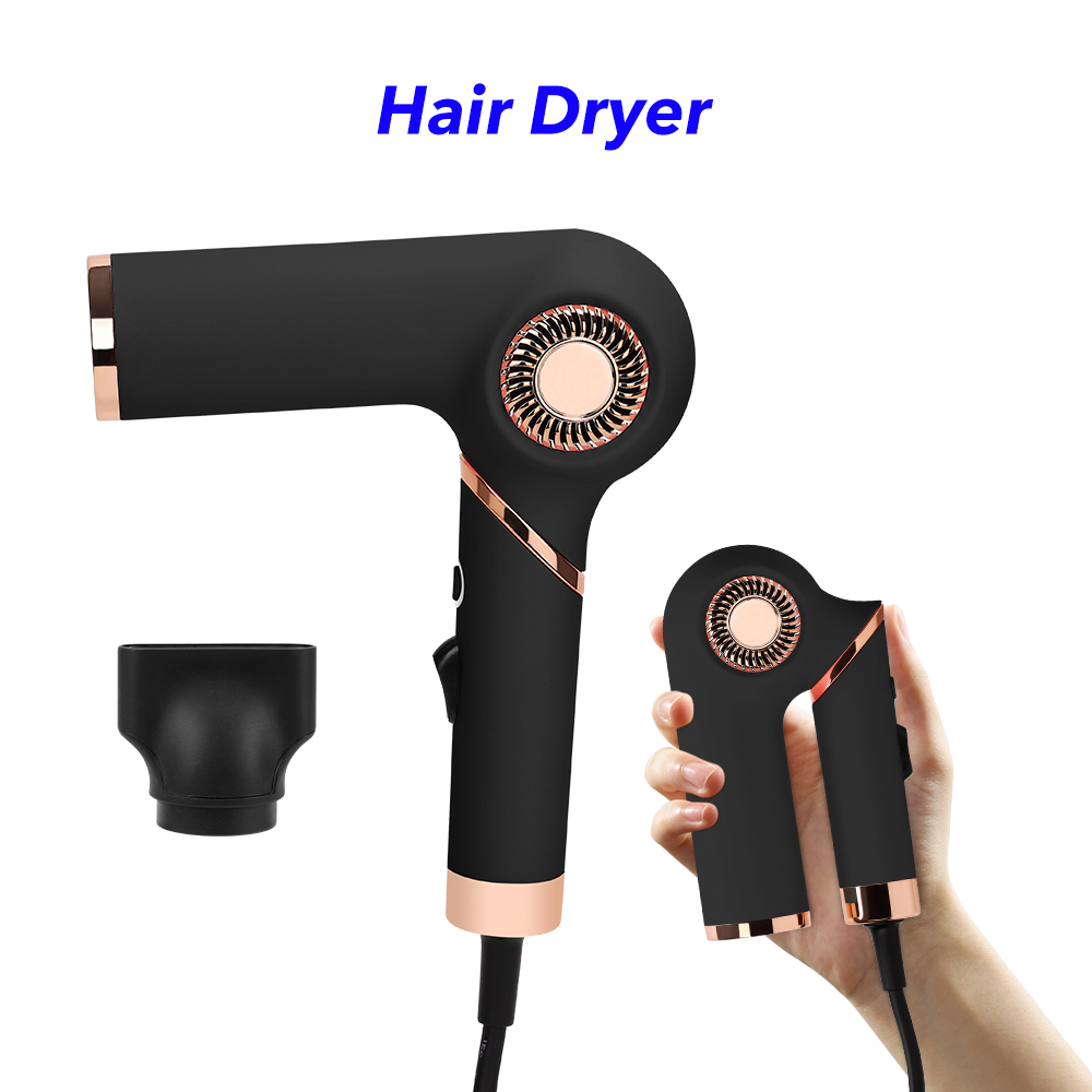 Foldable High Speed Hairdryer 1400W Private Label Electric Professional Salon 110000 Rpm Hair Dryer (Black)