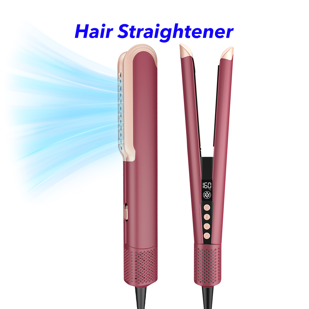 Rapid Heat Up LCD Display High Speed Ionic 2 in 1 Wet to Dry Hair Dryer and Straightener with Air (Red)