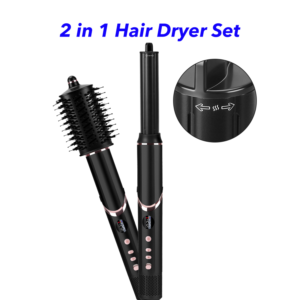 New Launch 2 in 1 Hair Styler Professional Hair Dryer 110000rpm High Speed Blow Dryer Brush Ionic Multi Styler(Black)