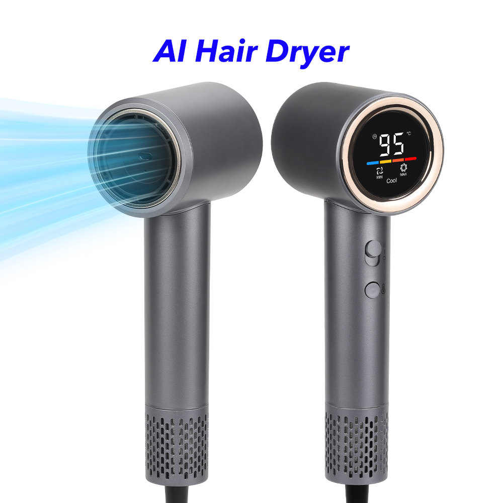 Smart AI Mode Distance Sensing Ionic Hair Dryer with Auto Adjusting Sensor High Speed Hair Blow Dryer (Grey)