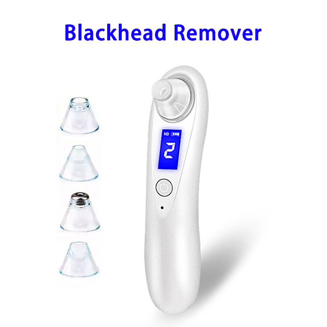 Upgraded LED Display USB Rechargeable Facial Pore Cleaner Vacuum Blackhead Remover (White)