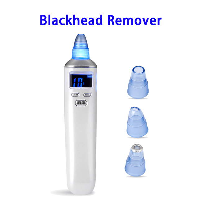CE RoHS FCC FDA Approved USB Rechargeable Facial Pore Cleaner 5 Levels Vacuum Blackhead Remover with LCD Screen