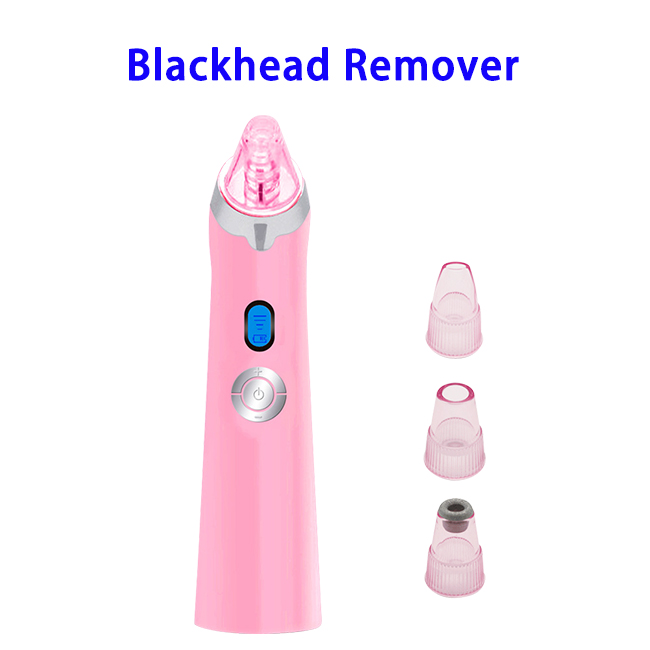 FDA Approved 4 in 1 USB Rechargeable Facial Pore Cleaner Blackhead Remover Vacuum (Pink)