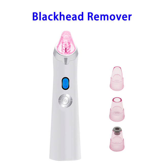 FDA Approved 4 in 1 USB Rechargeable Facial Pore Cleaner Blackhead Remover Vacuum (White+Pink)