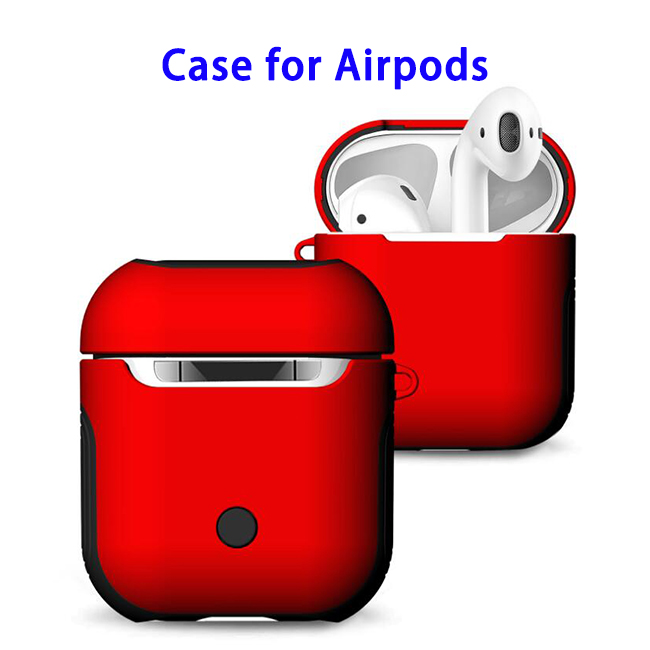 New Trending 2 in 1 TPU+PC Case for AirPods Headphone (Red) 
