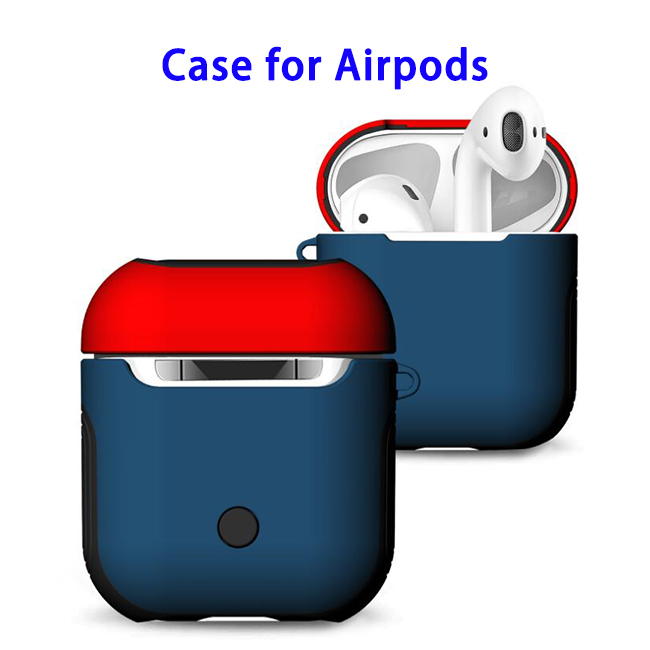 New Trending 2 in 1 TPU+PC Case for AirPods Headphone (Red with Blue) 