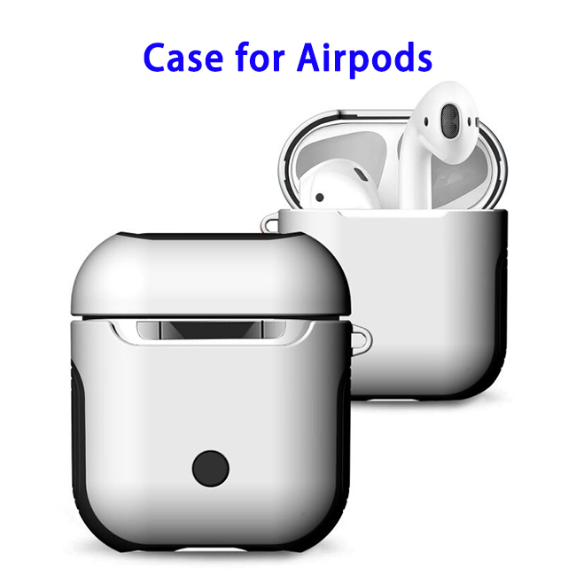 New Trending 2 in 1 TPU+PC Case for AirPods Headphone (White) 