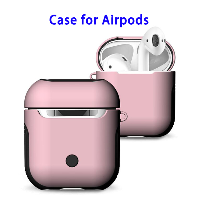 New Trending 2 in 1 TPU+PC Case for AirPods Headphone (Pink) 