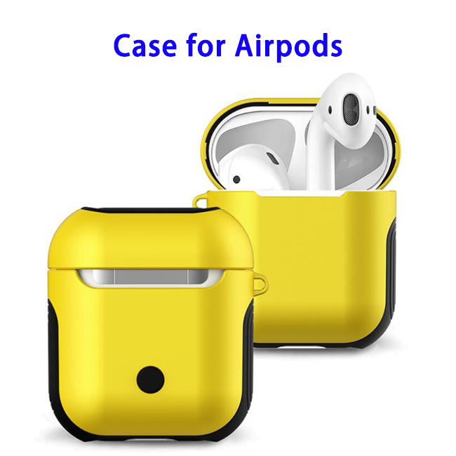 New Trending 2 in 1 TPU+PC Case for AirPods Headphone (Yellow) 