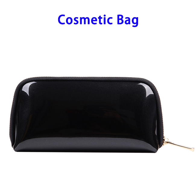 Fashion Gold Zipper Waterproof Portable Ladies Makeup Storage Bag Cosmetic Bag (Black)