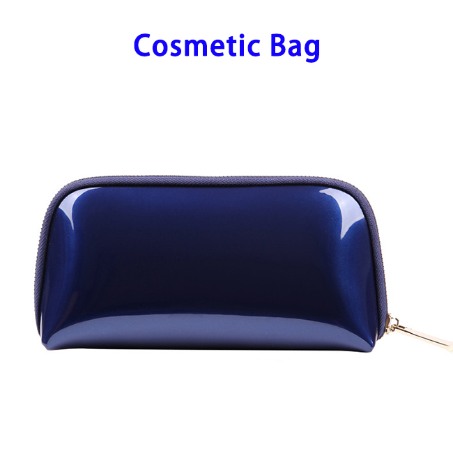 Fashion Gold Zipper Waterproof Portable Ladies Makeup Storage Bag Cosmetic Bag (Dark Blue)