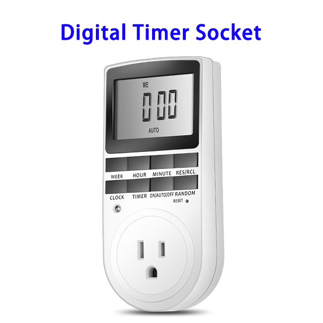 Appliance Timer with Outlet Digital Light Timer Plug-in Timer for Electrical Outlet (US Plug)