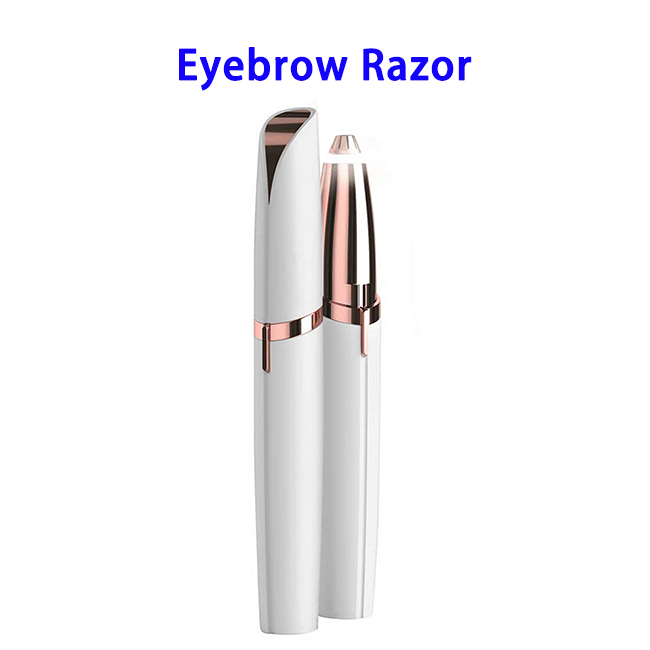 Battery Powered Women's Painless Hair Remover Instant Eyebrow Razor (White)