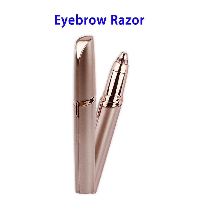 Battery Powered Women's Painless Hair Remover Instant Eyebrow Razor (Rose Gold)