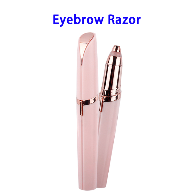 Battery Powered Women's Painless Hair Remover Instant Eyebrow Razor (Pink)
