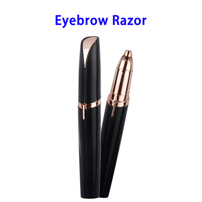 Battery Powered Women's Painless Hair Remover Instant Eyebrow Razor (Black)