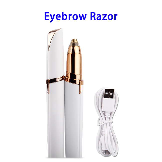 USB Women's Painless Hair Remover Instant Eyebrow Razor (White)