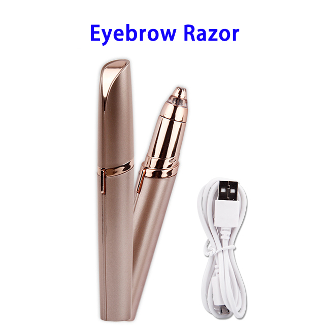 USB Women's Painless Hair Remover Instant Eyebrow Razor (Rose Gold)