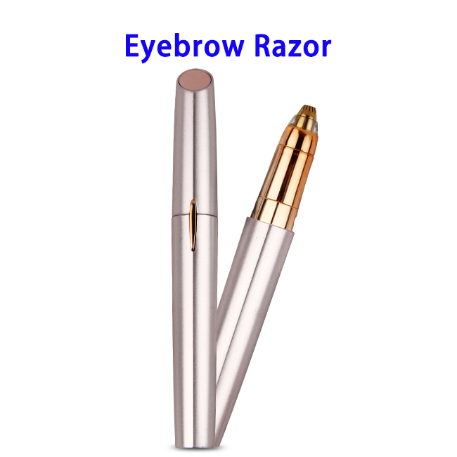 Newest Battery Powered Women's Painless Hair Remover Eyebrow Razor(Gold)
