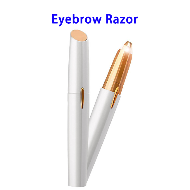 Newest Battery Powered Women's Painless Hair Remover Eyebrow Razor(White)