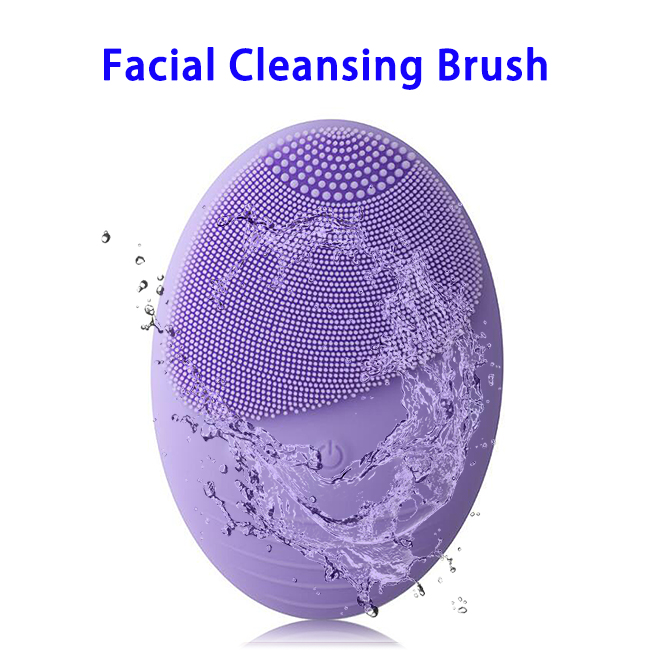 CE RoHS Approved Skin Face Care Electric Facial Cleaning Massage Brush With Wireless Charging (Purple)