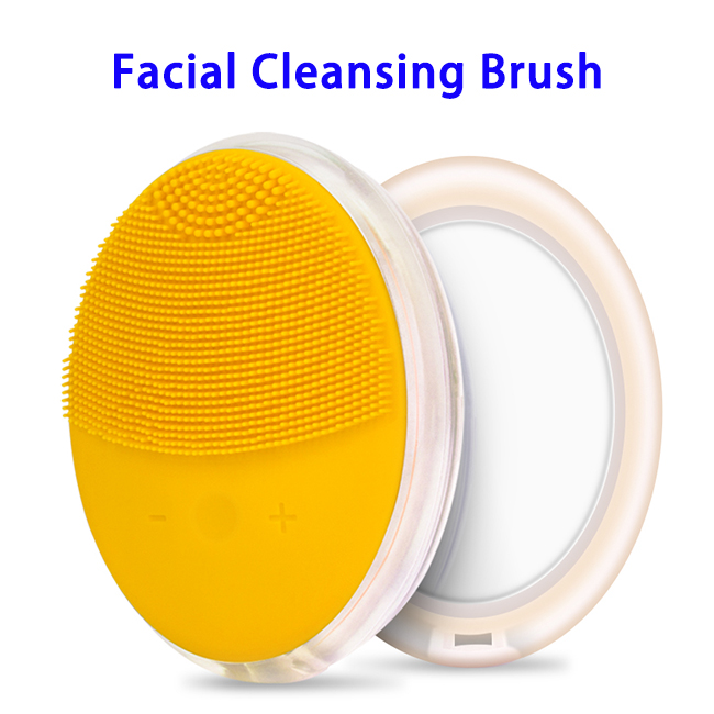 Patent Skin Care USB Electric Face Facial Cleaning Brush With Mirror (Orange)