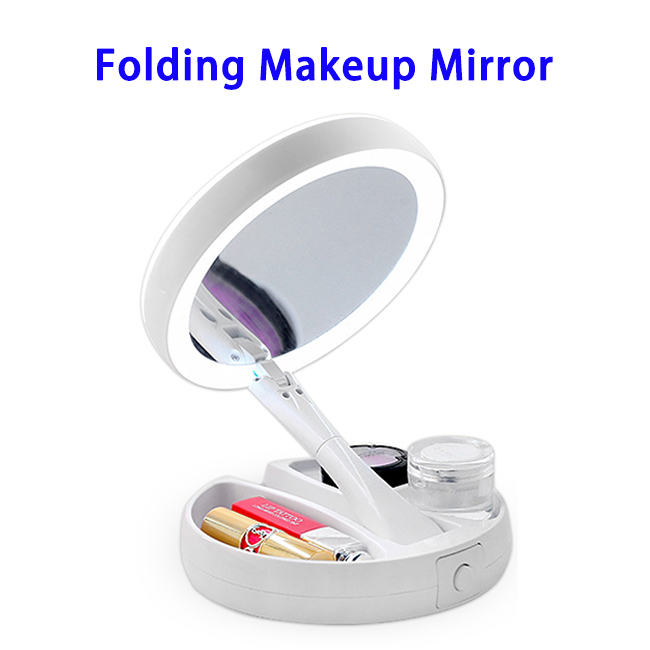 2 in 1 Multifunctional 360 Rotating Creative LED Makeup Mirror for Cosmetic Makeup 
