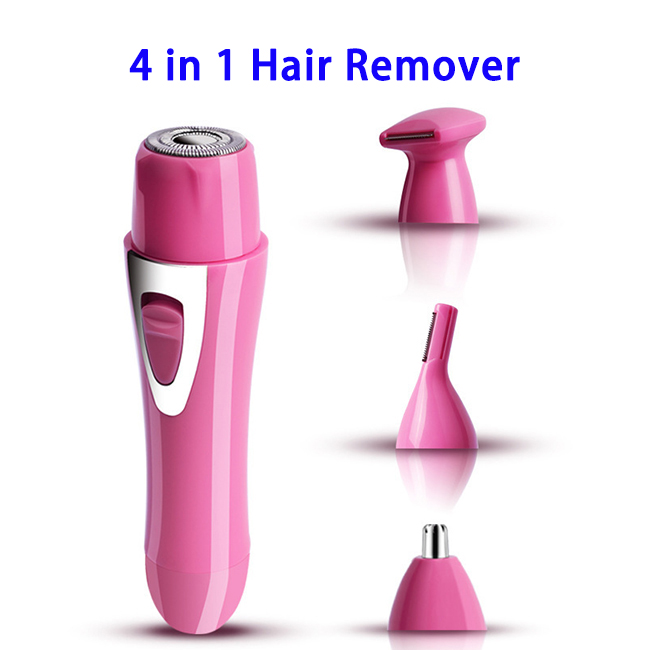 4 in 1 USB Rechargeable Painless Hair Remover Epilator Tool (Pink)