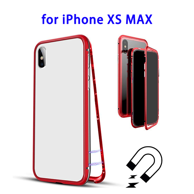 Magnetic Case 360 Degree Metal Frame Protective Cover for iPhone XS MAX (Red)