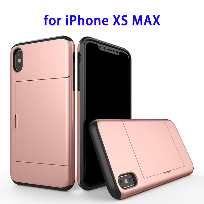New Trending 2 in 1 TPU + PC Protective Cover for iPhone XS/for iPhone XS Max/for iPhone XR with Card Slot (Rose Gold)
