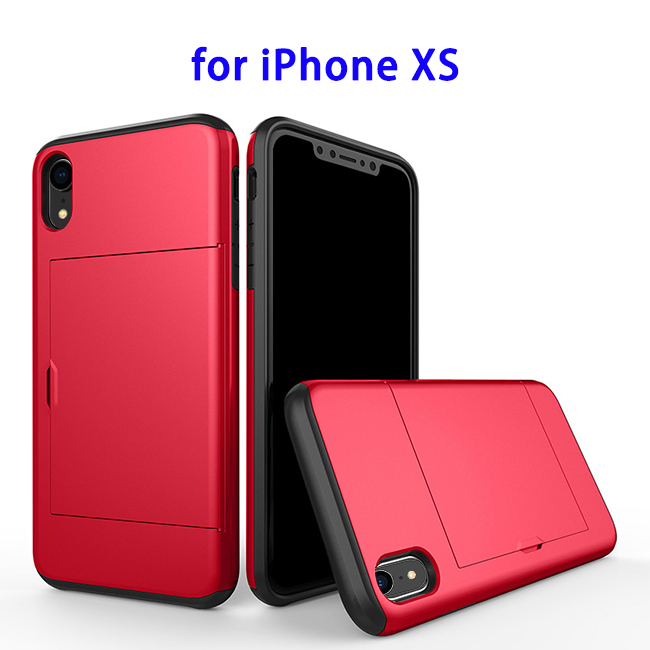 2 in 1 Bumper Protective Card Slot Cover Case for iPhone XS(Red)
