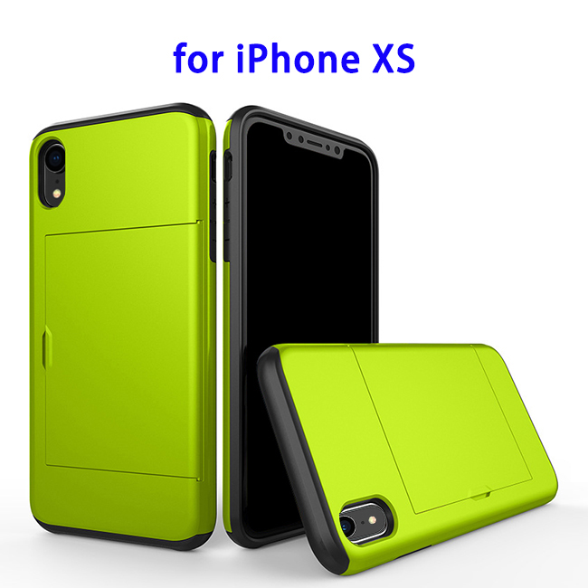 2 in 1 Bumper Protective Card Slot Cover Case for iPhone XS(Green)
