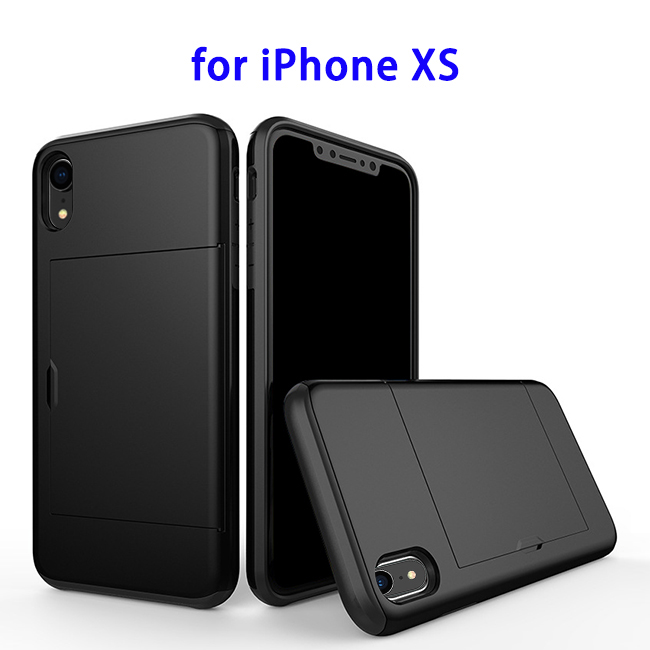 2 in 1 Bumper Protective Card Slot Cover Case for iPhone XS(Black)
