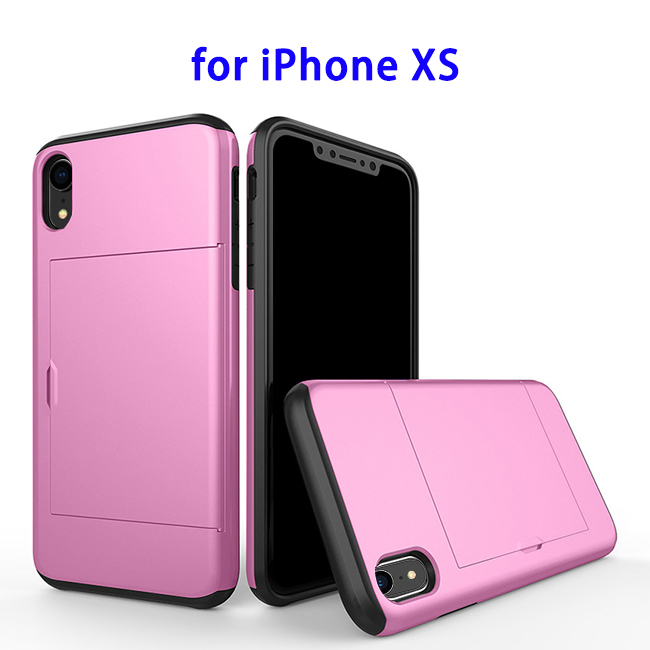 2 in 1 Bumper Protective Card Slot Cover Case for iPhone XS(Rose)