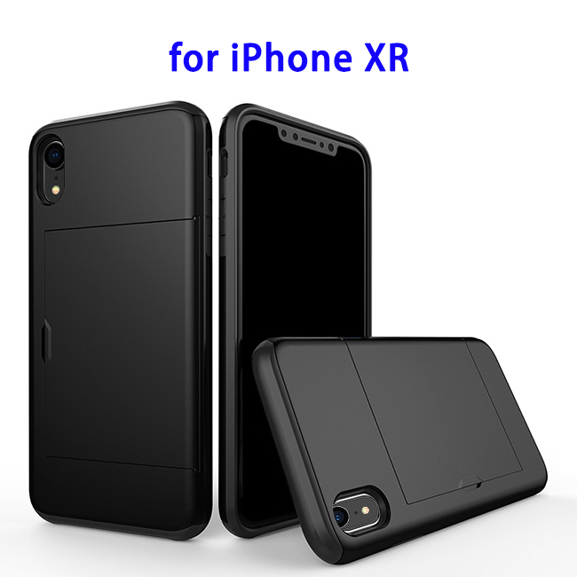 2 in 1 Bumper Protective Card Slot Cover Case for iPhone XR (Black)