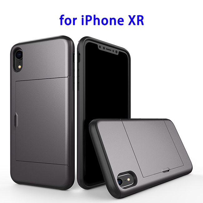 2 in 1 Bumper Protective Card Slot Cover Case for iPhone XR (Grey)
