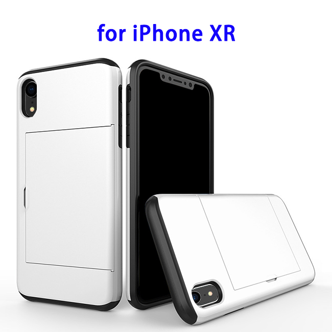 2 in 1 Bumper Protective Card Slot Cover Case for iPhone XR (White)