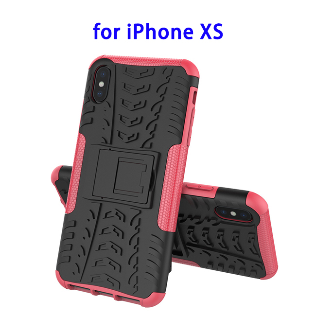 TPU Shockproof Protective Case for iPhone XS with Holder (Pink)