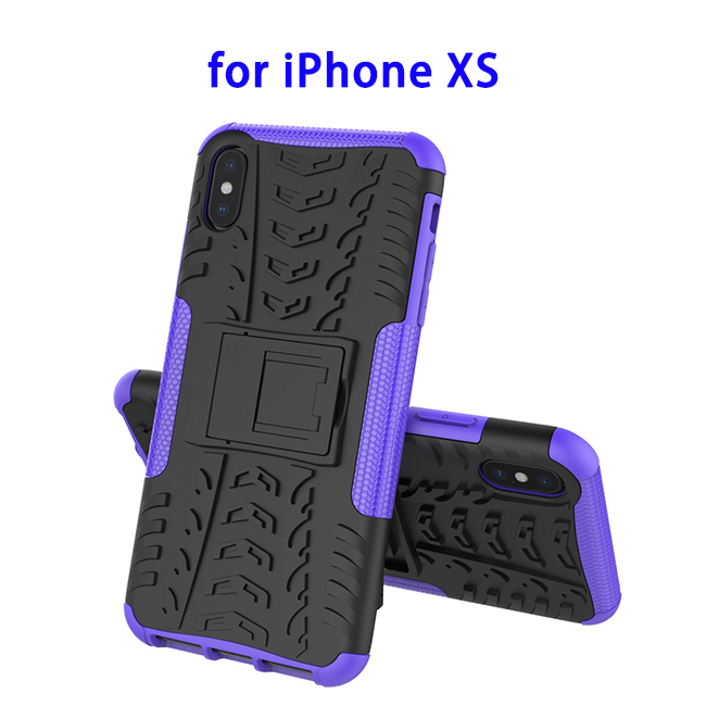TPU Shockproof Protective Case for iPhone XS with Holder (Purple)