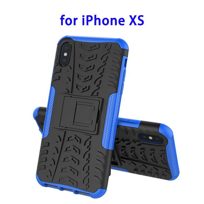 TPU Shockproof Protective Case for iPhone XS with Holder (Blue)