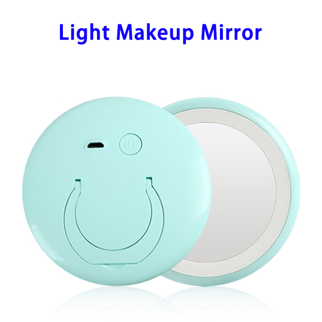 CE ROHS FCC USB Travel Mirror Lighted LED Makeup Mirror (Green)